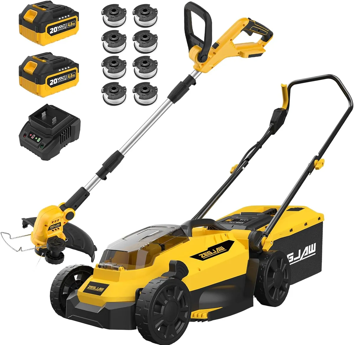 ZEGJAW 13-inch Lawn Mower & 12-inch String Trimmer Combo 2 x 4.0Ah Battery