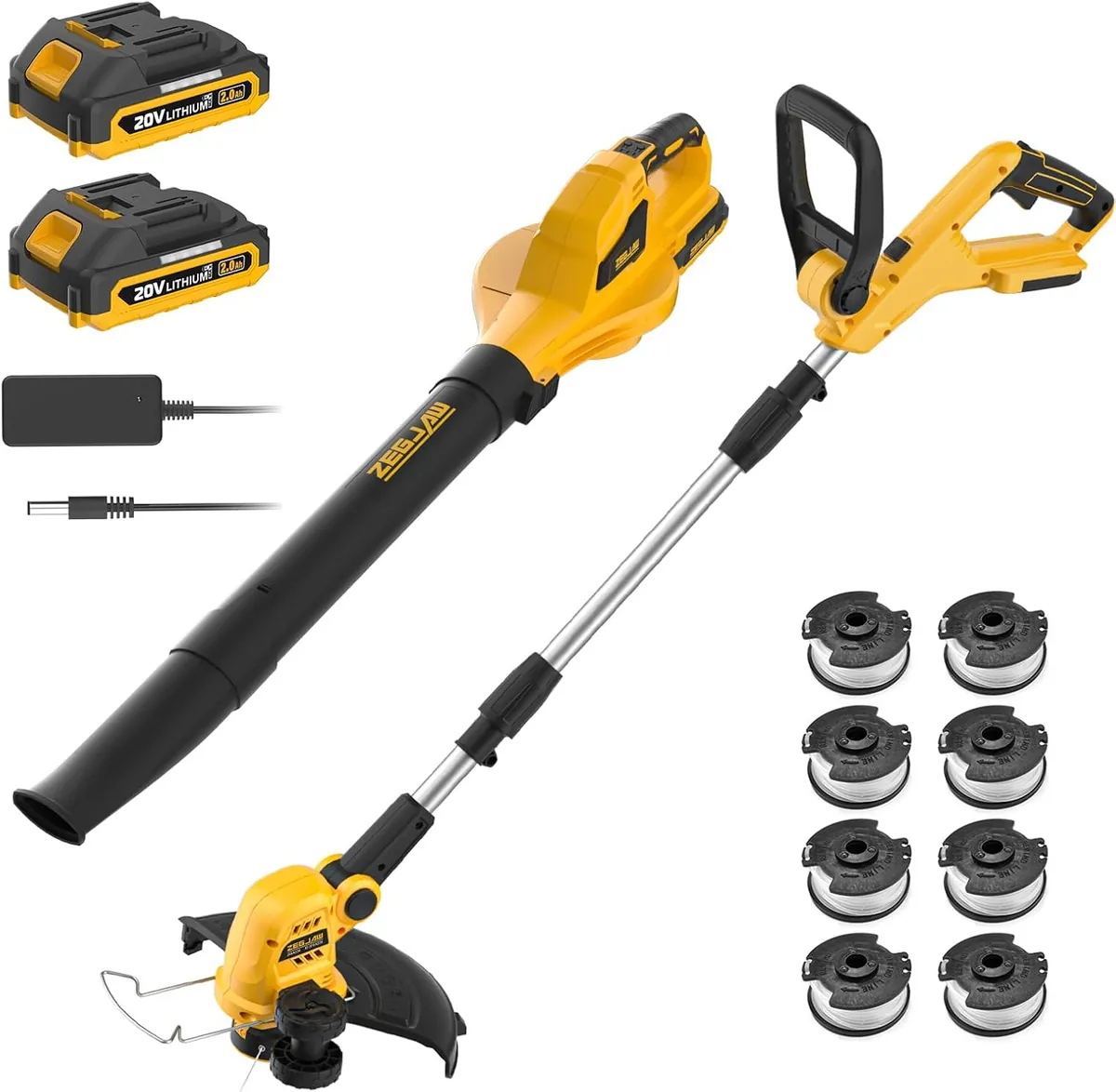 ZEGJAW Leaf Blower & 12-Inch 20v Cordless String Trimmer Combo Kit for Lawn