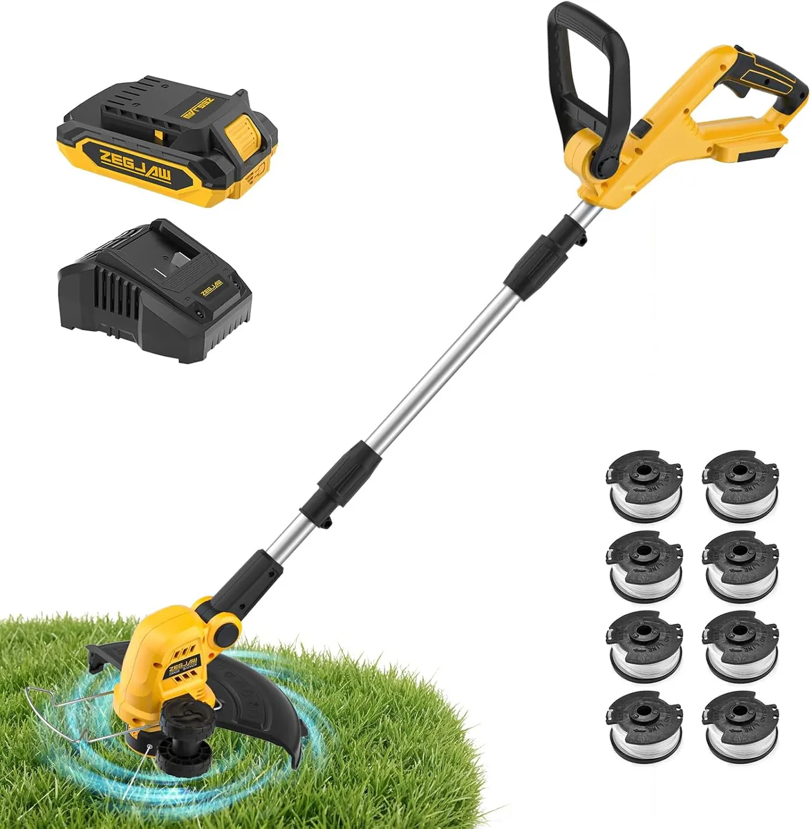 ZEGJAW 12 Inch Cordless String Trimmer Weed Eater with 2.0Ah Battery