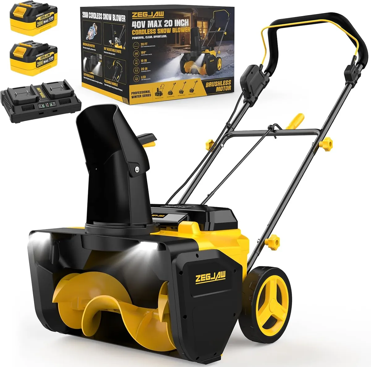 ZEGJAW 40V 20" Electric Snow Blower Cordless