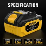 20V 1-Pack 4.0Ah Lithium Battery, photo 2