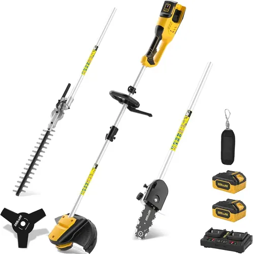 ZEGJAW 40V Weed Wacker Cordless, 8-Inch Pole Saw, Hedge Trimmer and Brush Cutter