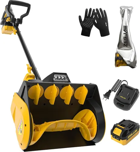 ZEGJAW Cordless Snow Shovel, 20V 12-Inch Cordless Snow Blower with LED Light & D