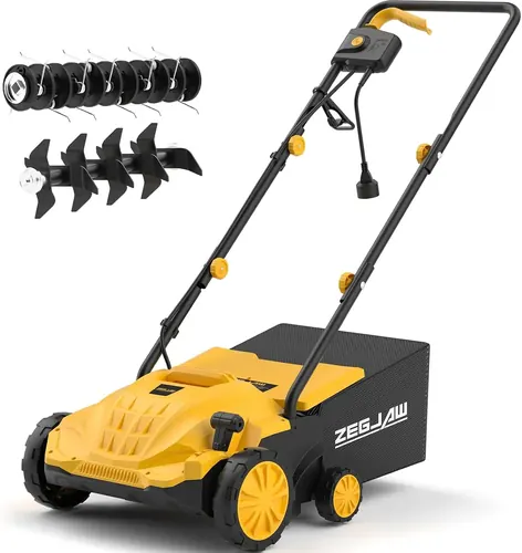 ZEGJAW Electric Dethatcher and Scarifier 2-in-1, 13-inch 12Amp Lawn Dethatcher, 